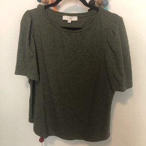 SOLD Puff sleeve lace textured tee - never worn